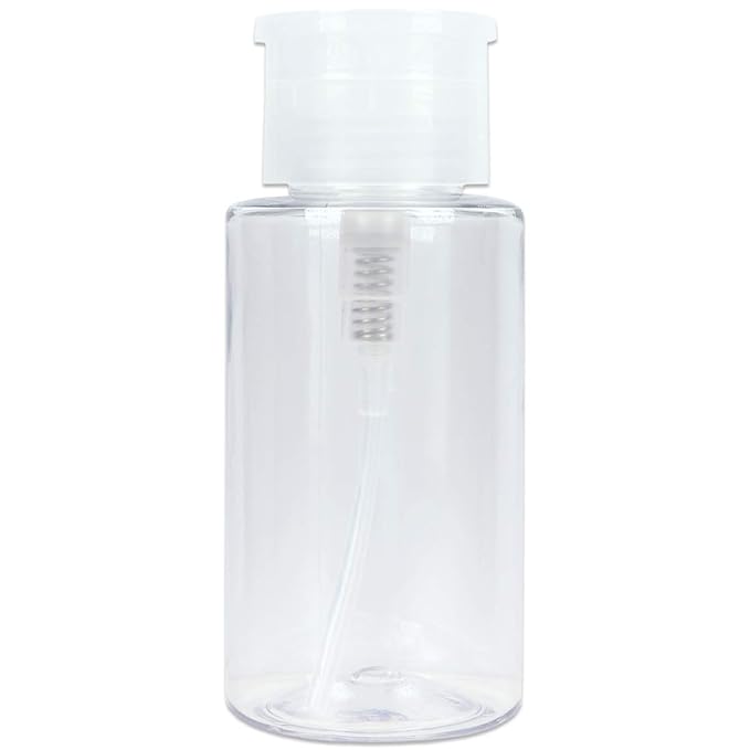 Beauticom Professional No Wording Labeled Push Down Liquid Pumping Empty Bottle Dispenser (7 oz, CLEAR)