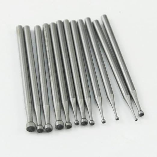 12 Pcs Round Cup Burr Set, 3/32'' Shank Wire Rounder Bits Jewelry Carving Bits (008-030)
