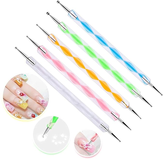 5 pc 2 Way Dotting Pen Tool Nail Art Tip Dot Paint Manicure kit (5PC)