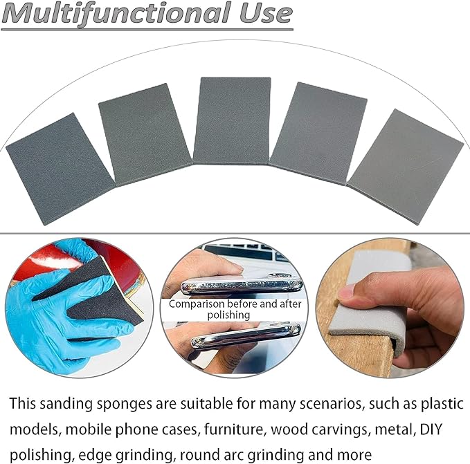 20 PCS 3 x 4 Inch 3000 Grit Sanding Sponge, Ultra Fine Sanding Sponges Pads, Soft Foam Hand Sander Block Wet Dry Sandpaper for Model Drywall Metal Wood Furniture Polishing (3000 Grit)