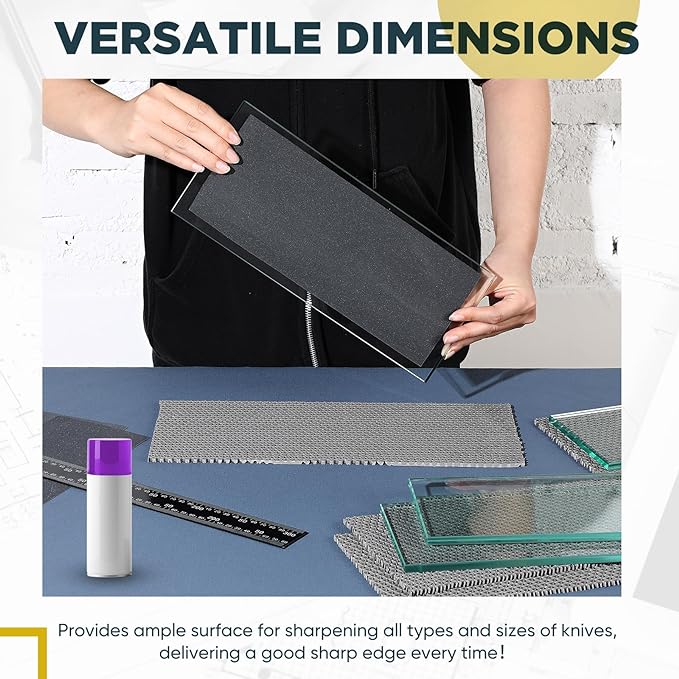 16 Pieces Scary Sharp Sharpening System with 8 Sheet 4-1/4 Inch x 11 Inch Lapping Film,4 Pieces 5 x 12 Dead Flat Float Glass,4 Pieces Non Slip