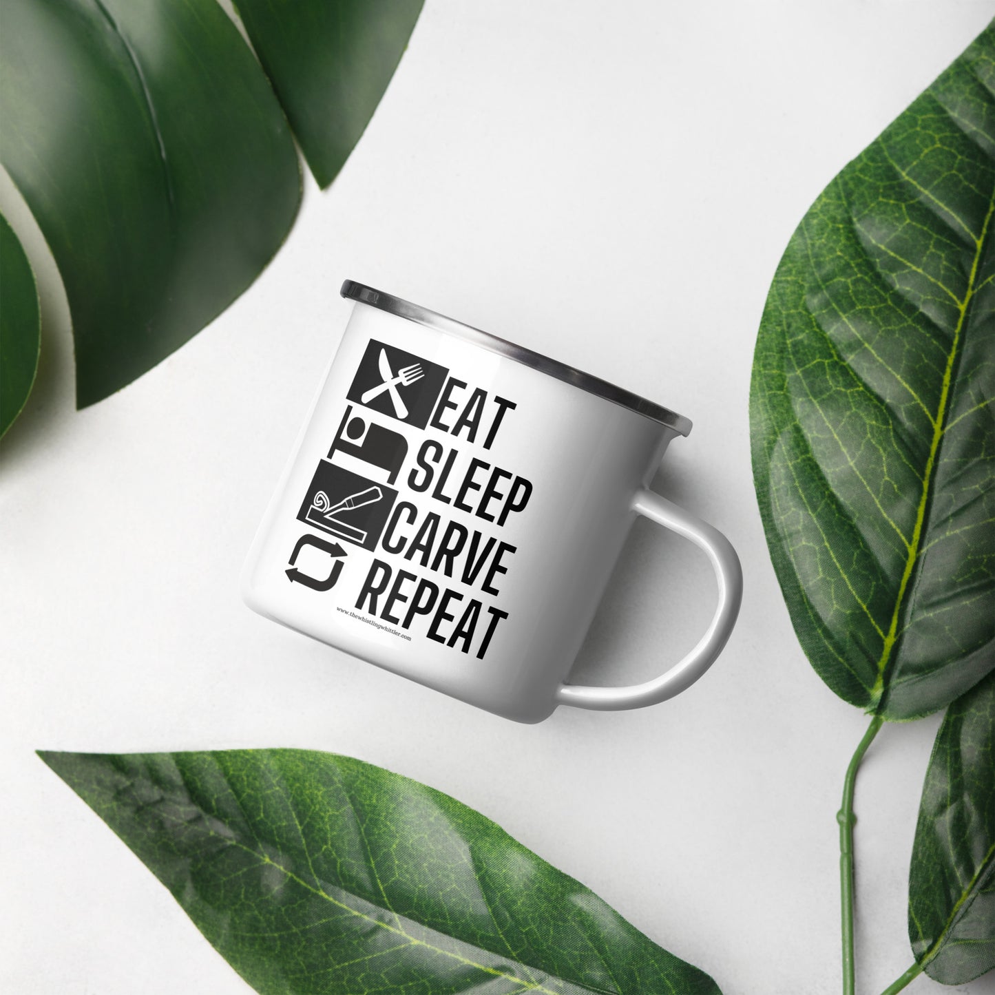 Eat, Sleep, Carve Enamel Mug