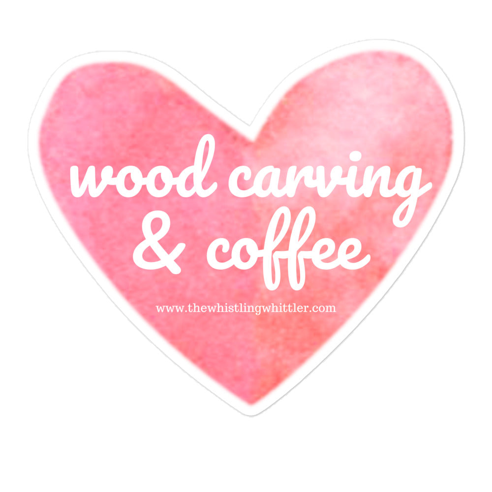 Wood Carving & Coffee Bubble-free stickers Kiss Cut