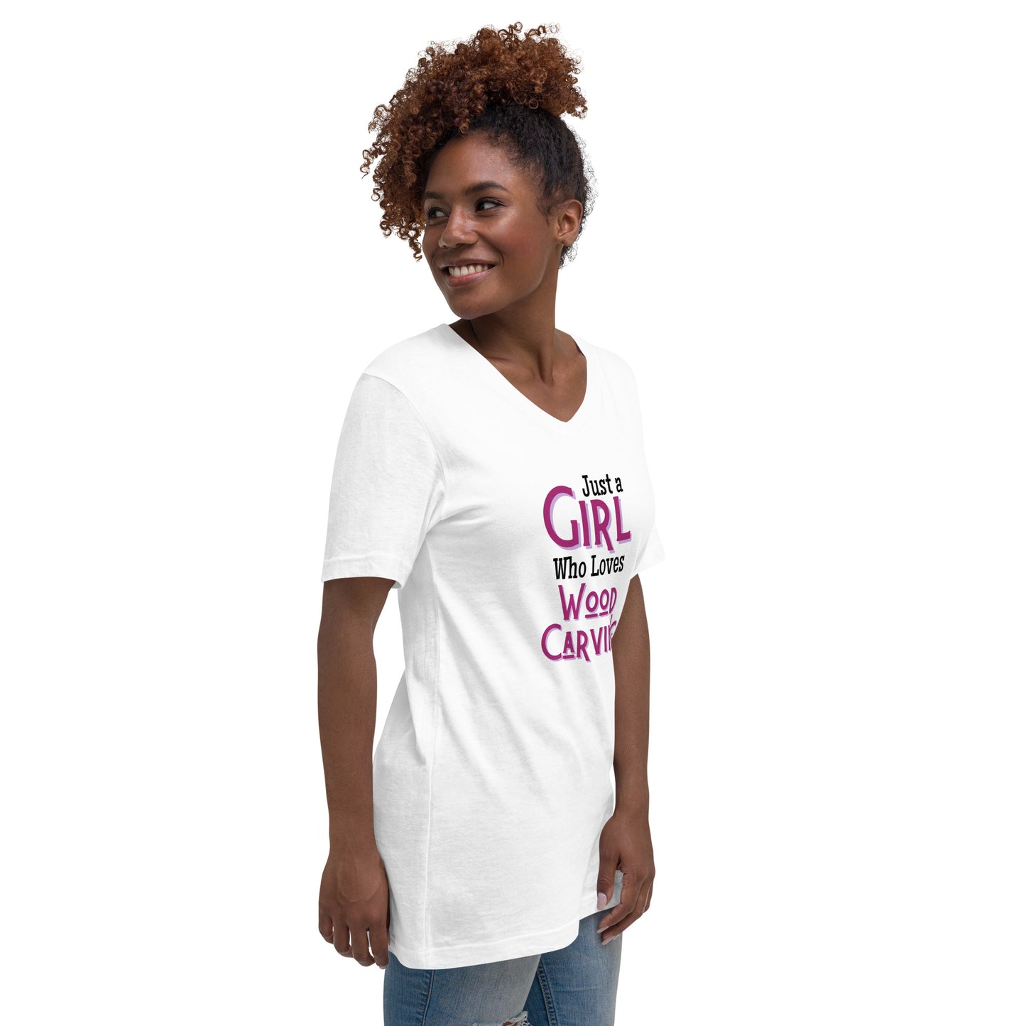 Just a Girl - Unisex Short Sleeve V-Neck T-Shirt