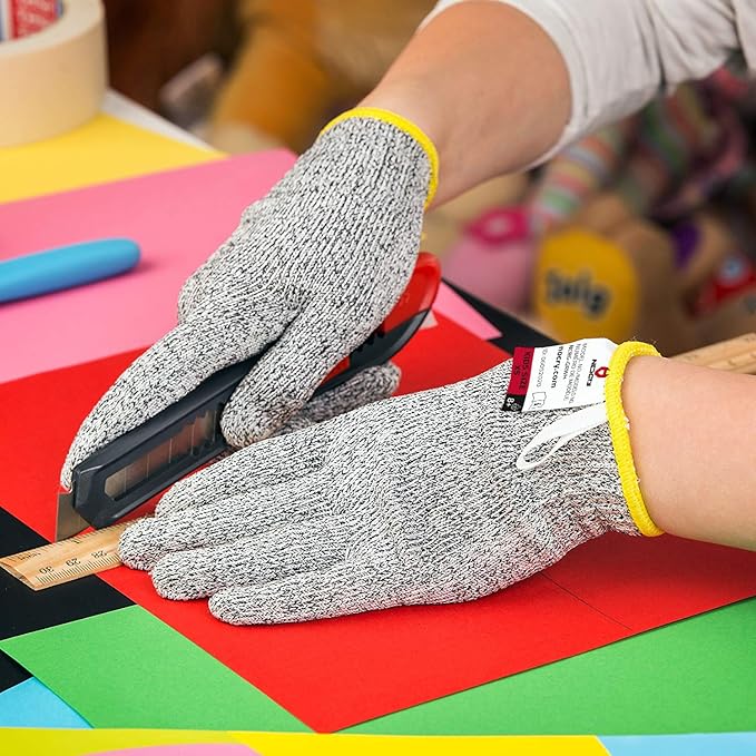 NoCry Cut Resistant Gloves for Kids, XXS (4-7 Years) - High Performance Level 5 Protection, Food Grade. Free Ebook Included!