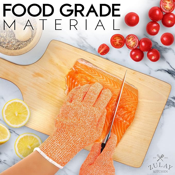 Zulay Cut Resistant Gloves Food Grade Level 5 Protection - Comfortable Safety Cutting Gloves - Cut Resistant Work Gloves
