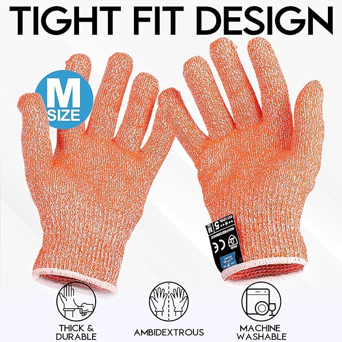 Zulay Cut Resistant Gloves Food Grade Level 5 Protection - Comfortable Safety Cutting Gloves - Cut Resistant Work Gloves