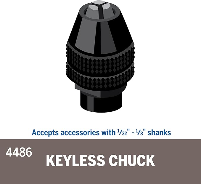 Dremel 4486 Keyless Chuck, ideal for 1/32” (0.8mm) to 1/8” (3.2mm) Shank Rotary Tool Accessories , Silver