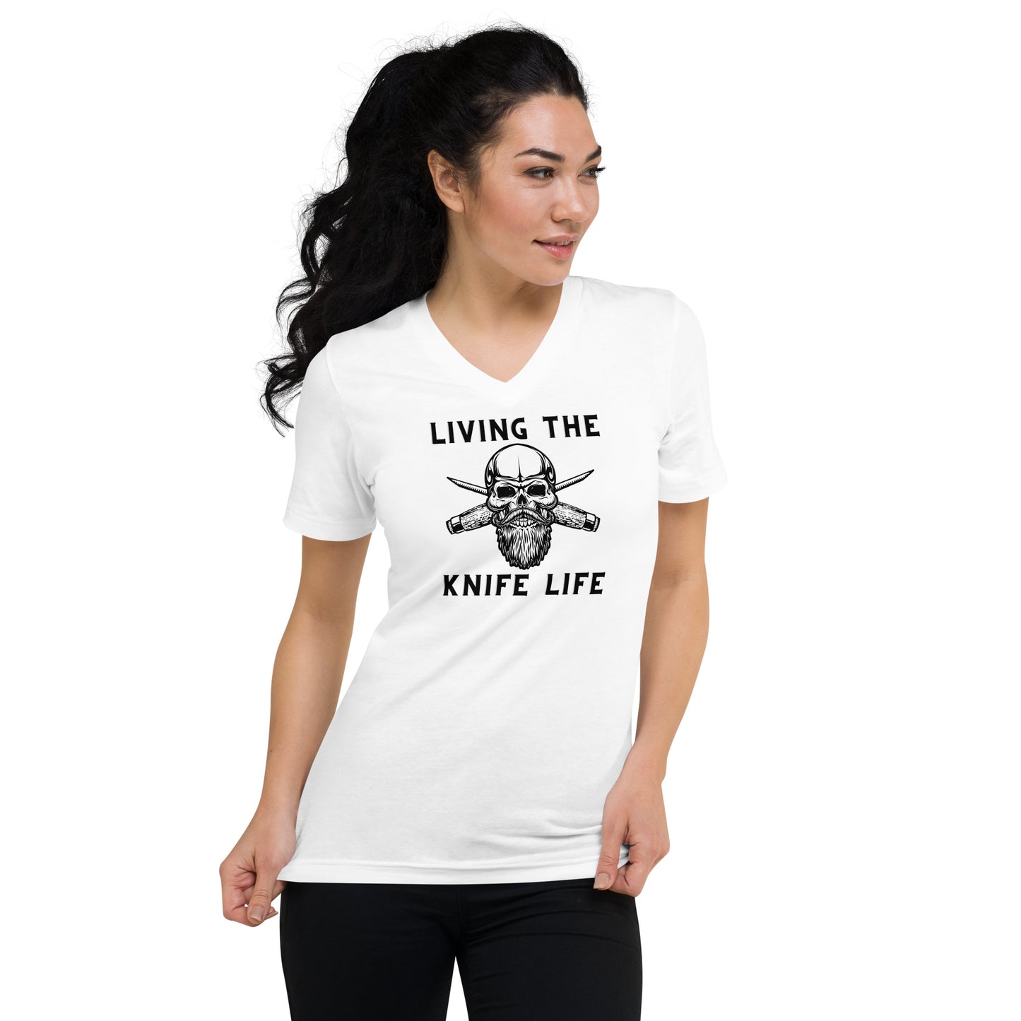 Living the Knife Life Unisex Short Sleeve V-Neck T-Shirt
