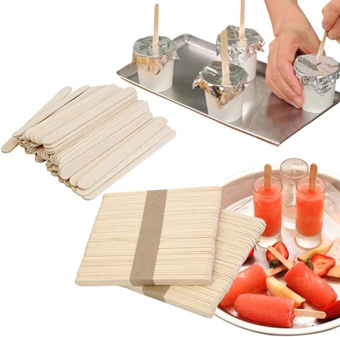 200 Natural Wood Craft, Popsicle Sticks for Crafts 4.5 Inch